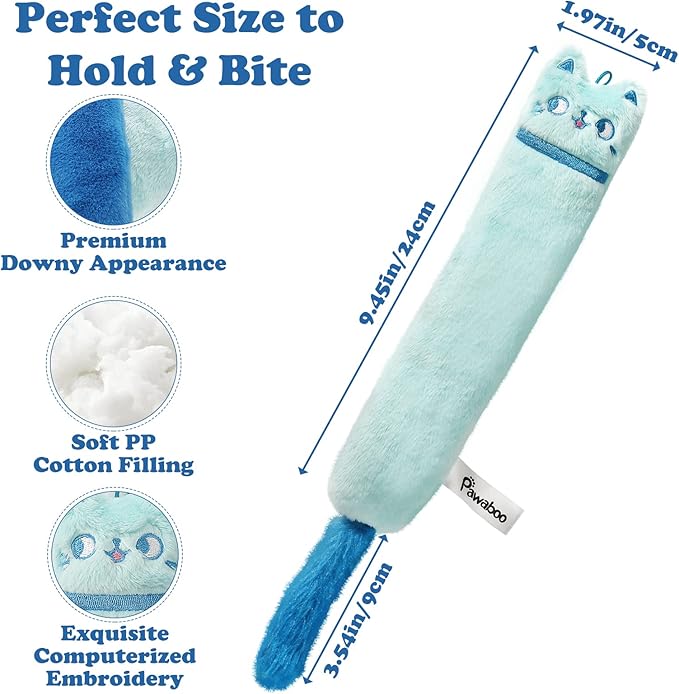 Pawaboo Cat Toys, 2 Pack Catnip Toys with Bell and Crinkle Paper, Soft and Durable Kitten Toys, Interactive Cat Toys for Indoor Cats, Cat Plush Kicker Toys for Kittens Kitty, Cute Cat Stuff-Mewly Pet