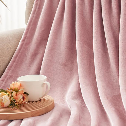 Exclusivo Mezcla Fleece Blanket Twin Size for Bed, Super Soft and Warm, All Season Use, Cozy, Plush, Lightweight, 60x80 Inches Dusty Pink