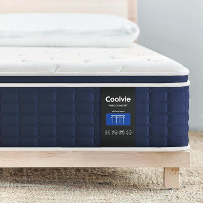 Coolvie Twin Mattress in a Box, Gel Memory Foam Mattress 14 Inch Euro Top Medium Plush Twin Size for Cloud-Like Sleep, Individual Pocket Springs with CertiPUR-US Certified Foam for Pressure Relief