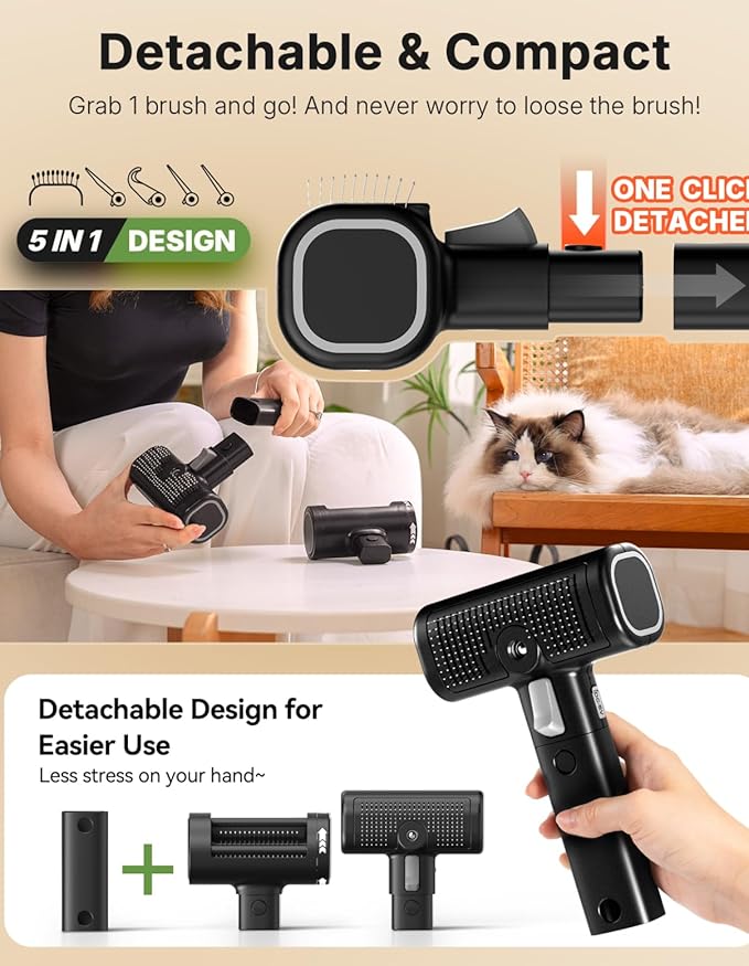 5-in-1 Cat Hair Brush & Gromming Rakes, Cat Steam Comb for Long or Short Haired Indoor Cats, Dog Hair Spritz Comb for Deshedding and Untangling, Pet Brush for Dog Kitten Rabbit Massage-Mewly Pet