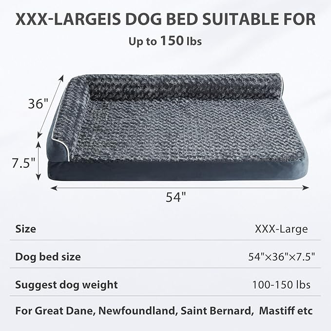 BFPETHOME Orthopedic Dog Beds for Large Dogs-Waterproof Sofa Dog Bed with Removable Washable Cover, Large Dog Bed with Waterproof Lining and Nonskid Bottom,Pet Bed for Large Dogs-Mewly Pet