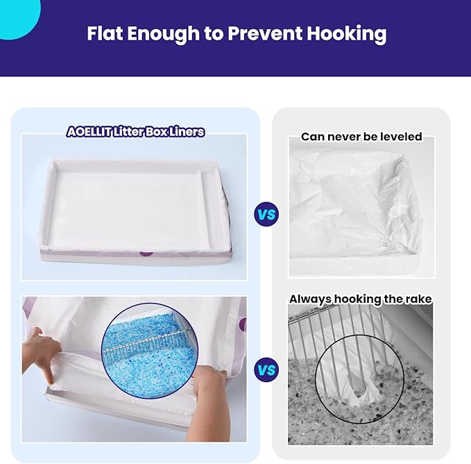 24 Count Litter Box Liners, Waste Bags Compatible with Pet-safe ScoopFree Self-Cleaning Litter Box Tray Refills, Drawstring Litter Bags for Reusable Tray, Pre-Separated (38"L x 14.5"W x 7.8"H)-Mewly Pet