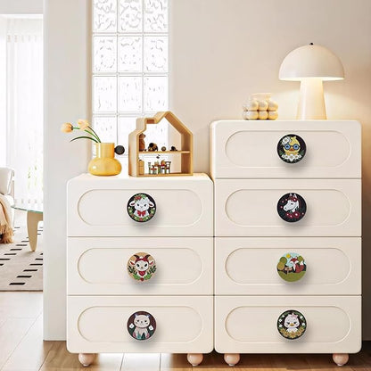 JamJam Set of 8 1.8" Wooden Unique Cabinet Kids Nursery Dresser Knobs Cute Funky Fox Horse Animal Themed Drawer Pulls and Knobs