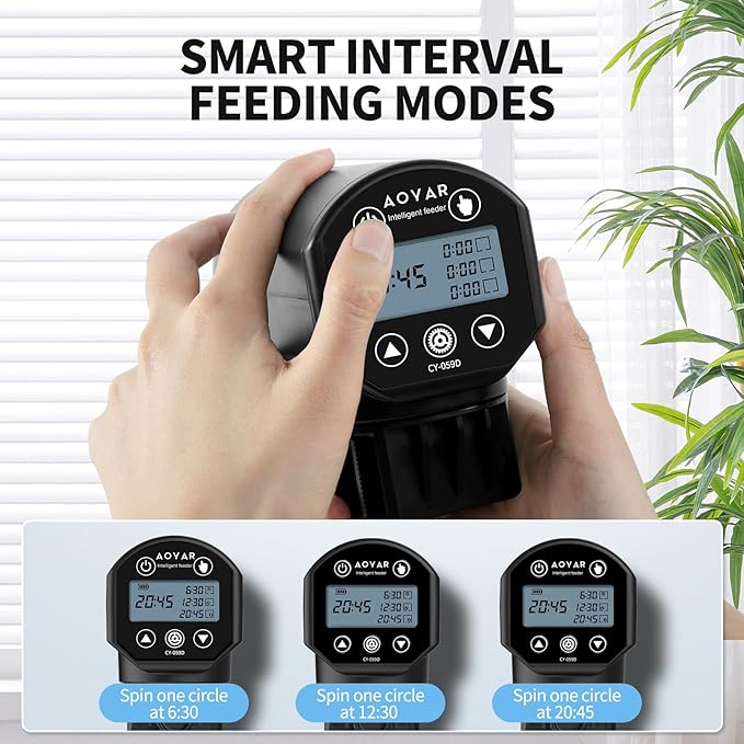 Automatic Fish Feeder Dispenser for Aquarium: Rechargeable Auto Feeders for Tank Turtle Pond Betta - 200ml Smart Food Feeding Timer Dispensers for Flake Pellet Vacation Weekend-Mewly Pet