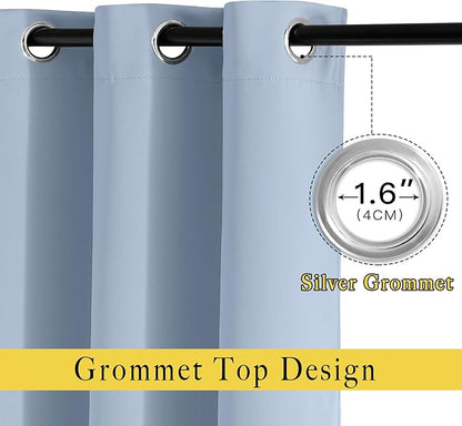 NICETOWN Blackout Curtains for Bedroom 63 inch Length 2 Panels - Window Treatment Thermal Insulated Solid Grommet Blackout for Living Room (52 by 63 Inch,Vintage Blue)