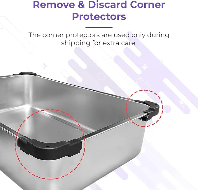 iPrimio - Stainless Steel Enclosed Litter Box for Cats - Easy to Clean - Includes High-Sided Litter Box, Scooper for Extra Scatter Protection - Medium Size for Big Cats - 20 x 14.2 x 6 in-Mewly Pet