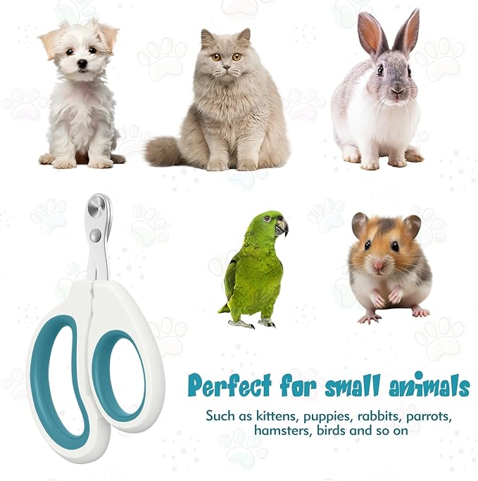 Cat Nail Clipper, Durable Stainless Steel Cat Nail Trimmer with Sharp Blade and Anti-Slip Handle, Professional Small Animal Claw Clippers for Cats Kittens Dogs Rabbits Guinea Pigs-Mewly Pet