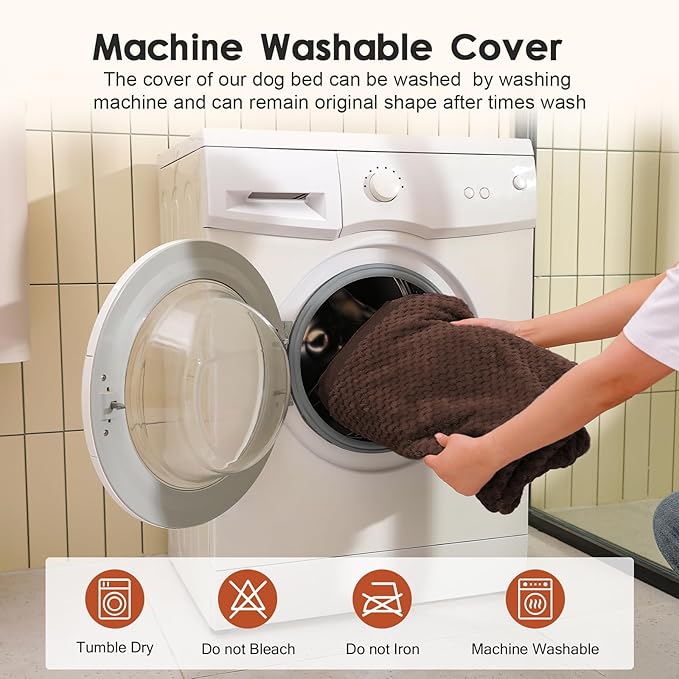 Orthopedic Dog Bed Medium Size Dog, 3 Inch Memory Foam Pet Bed for Small and Medium Dogs, Washable Removable Cover, Nonskid Bottom, Waterproof, 35x23 Inches, M Brown Grey-Mewly Pet