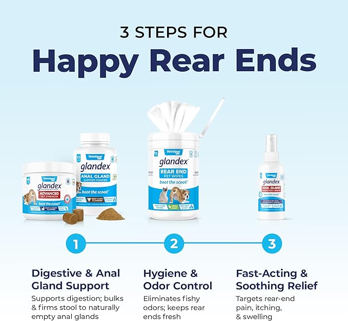 Vetnique Labs Glandex Anal Gland Soft Chew Treats with Pumpkin for Dogs Digestive Enzymes, Probiotics Fiber Supplement for Dogs Boot The Scoot (Peanut Butter Chews, 30 Count)-Mewly Pet