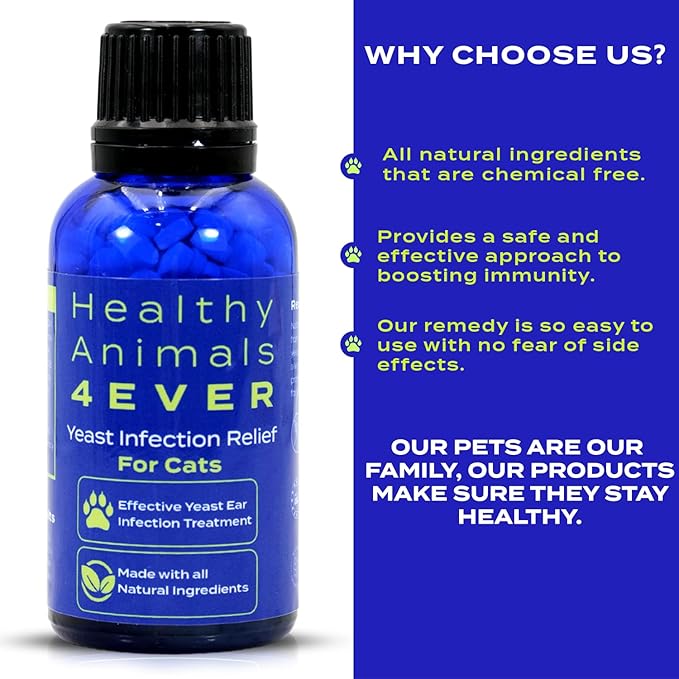 HA4E - Cat Yeast Protection - Homeopathic Support for Yeast Infections - All-Natural Preventive Care for Skin & Ear Health - 300 Tablets-Mewly Pet