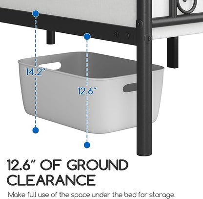 Yaheetech Twin Bed Frames Metal Platform Bed with Headboard and Footboard No Box Spring Needed Easy Assembly,Under-Bed Space: 12.6''/Black/Twin Bed