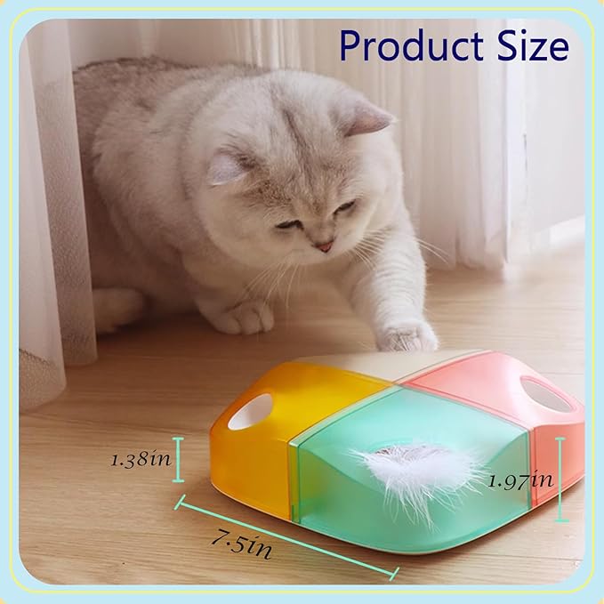 Cat Toys Interactive Automatic Whack-A-Mole/Hide and Seek Ultra Fun Smart cat Feather Toy for Indoor Cats Rechargeable 2-Feather 4-Hole stimulating Instinct of Hunting get rid of Boredom-Mewly Pet
