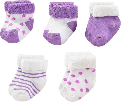 Unisex Baby Terry Socks 5-Pack for Baby boy and girl 0-12 Months Warm Cotton Socks