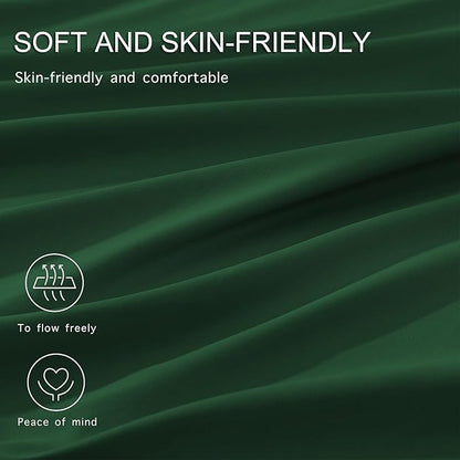 Monbix Queen Comforter Set - 7 Pieces Emerald Green Bed in a Bag Queen Bedding Sets with Comforters, All Seasons Down Alternative Comforter Bed Set with Sheets, Pillowcases & Shams
