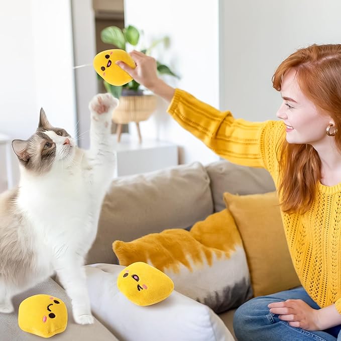 L1rabe Nuggets Catnip Stuffed Toys - 5Pcs Fall Funny Yellow Fried Chicken Nuggets Indoor Cat Toys, Kitten Chew Bite Kick Interactive Supplies for Pet Lovers Kitten Birthday Present Autumn Harvest Gift-Mewly Pet