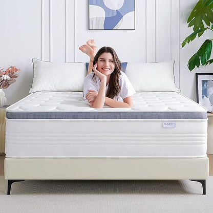Queen Size Mattresses, 14 Inch Queen Size Mattress in a Box with Gel Memory Foam, Individually Pocketed Springs for Pressure Relief and Back Pain Relief - Plush