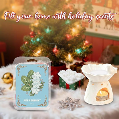 Winter Scented Wax Melts,Christmas Soy Wax Melts for Wax Warmer,Strong Mix Fragrance,Forest Pine,Spiced Cider,Gingerbread Cupcake,Snowflake Peppermint Candle Melts Decor Gift,2.1oz(8 Pack)