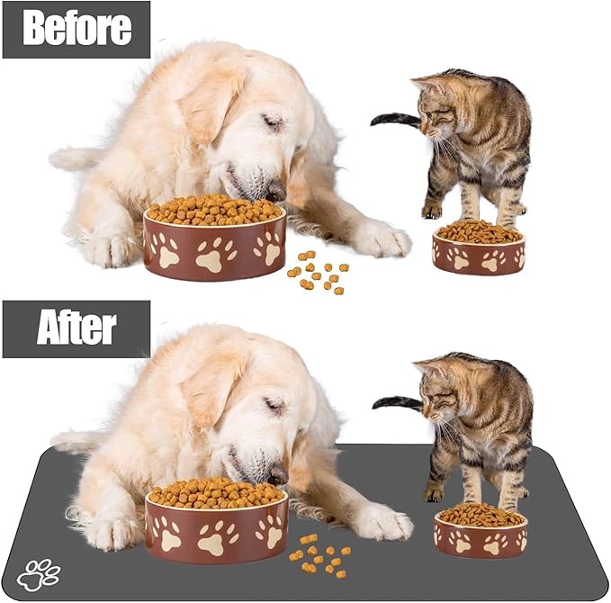 Large Pet Feeding Mat, Absorbent Quick Dry Dog Mat for Food and Water Bowl, Non Skid Cat Bowl Mat, No Stains for Pet Water Dispenser Pet Supplies for Messy Drinkers-Mewly Pet