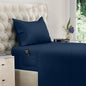 DREAMCARE Twin XL Sheet Sets – 3pcs Cooling Sheets – up to 21” Extra Deep Pocket Twin XL Sheets Set – Hotel Luxury Sheets & Pillowcases – Superior Softness 100% Fine Microfiber with Side Pocket –NBlue
