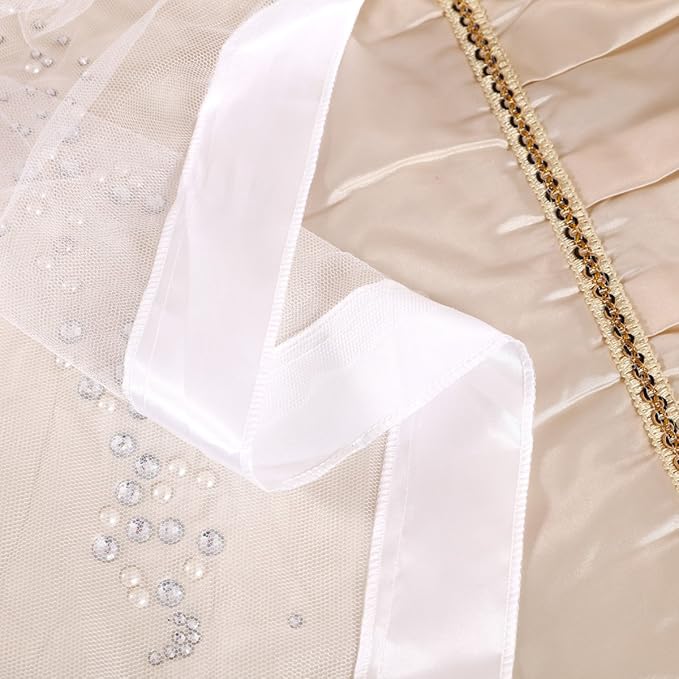 Mengersi 4 Corners Post Canopy Bed Curtains for Girls Kids Adults Queen Size- Cute Cozy Drape Square Netting - 4 Opening Mosquito Net - Princess Bedroom Decoration Gift
