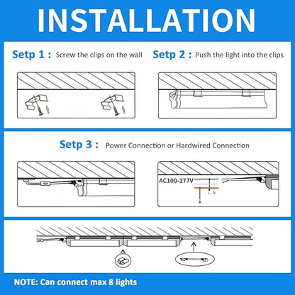 CNSUNWAY LED Shop Light 2FT, 20W 3000LM, 3000K Warm White, T8 LED Tube Lights, Ceiling and Utility Shop Lights, Linkable Light Fixture for Room, Garage, Workbench, ETL Listed (Pack of 2)