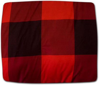 7 Piece Comforter Set Bag Solid Color All Season Soft Down Alternative Blanket & Luxurious Microfiber Bed Sheets, Full, Buffalo Plaid Burgundy/Black