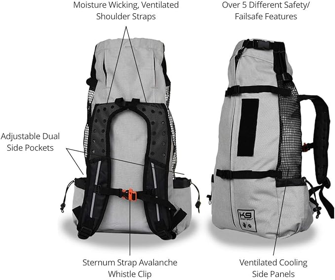 K9 Sport Sack Air 2 - Small, Light Grey - Ideal for Dogs with 13-16” Back Length - Durable, Breathable Backpack-Style Carrier - Perfect for Walks, Short Hikes & Public Transportation-Mewly Pet