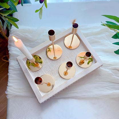 Gold Taper Candlestick Holders,Taper Candle Holders Set of 6,Metal Taper Candle Sticks Stand Holders,Modern Decorative Candle Holders for Wedding Certerpieces,Festive, Mantel,Home,Party