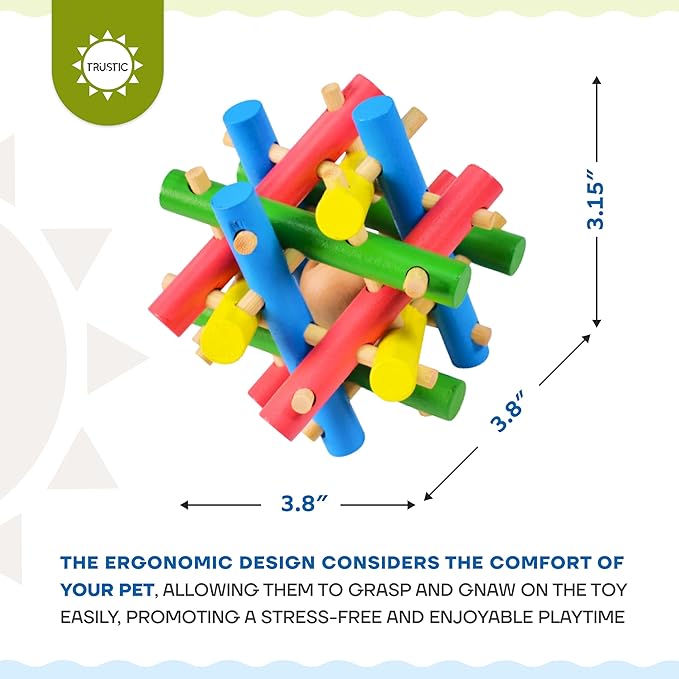 Wooden Chewing Toy for Small Animals, Natural Wood for Rabbit, Guinea Pig, Bunny, Chinchilla (Colored)-Mewly Pet