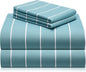 LuxClub 4 PC King Size Sheet Set Bed Sheets, Breathable Luxury Deep Pockets Wrinkle Free Cooling Sheets Machine Washable Hotel Bedding (King, Striped Light Blue)