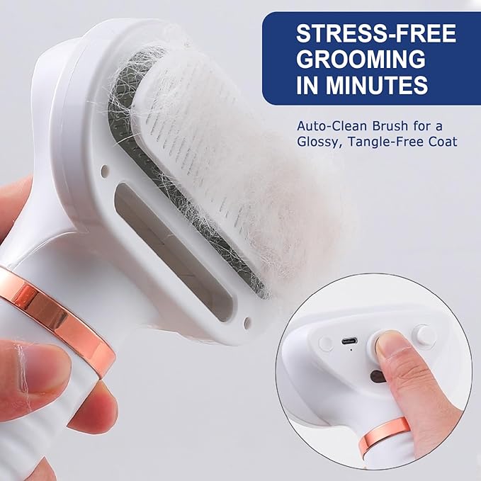 3-in-1 Pet Hair Dryer Brush for Dogs & Cats Portable, Dog Hair Blower & Slicker Brush Adjustable Temp (Low/Middle/High), Overheat Protection-Mewly Pet