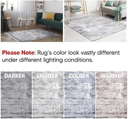 Keen Home Design Area Rugs - Non-Shedding, Thick Pile Abstract Rugs for Kitchen, Living Room, Bedroom, Dining Room, Entryway (Abstract Cream/Grey, 2'8" x 9'11")
