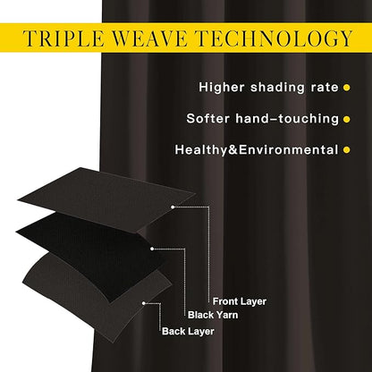 NICETOWN Blackout Toffee Brown Curtains & Drapes 90 inches Long - Grommet Thermal Insulated Blackout Drapes Light Blinds Room Darkening Window Treatments for Bedroom (2 Panels, W52 x L90)