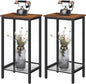 HOOBRO Tall Side Tables Set of 2, Industrial End Telephone Table with Adjustable Mesh Shelves, for Living Room, Bedroom, Entryway, Office, Rustic Brown and Black BF03DHP201
