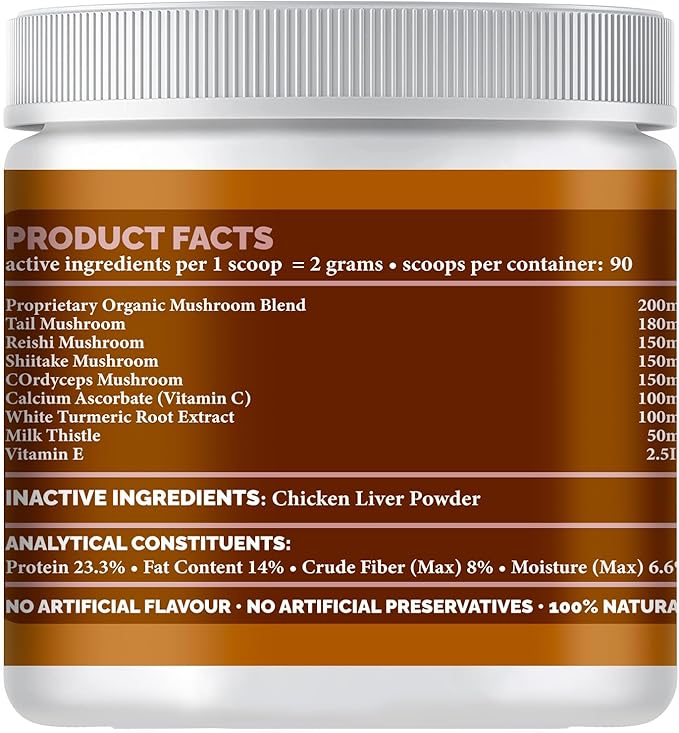 Immune Support Powder Food Topper, Large 6.35oz, Proprietary Organic Mushroom Blend, 300g-Mewly Pet