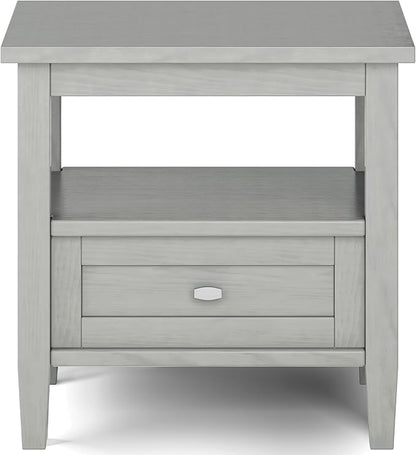 SIMPLIHOME Warm Shaker SOLID WOOD 20 Inch Wide Rectangle Transitional End Side Table in Fog Grey, For the Living Room and Bedroom