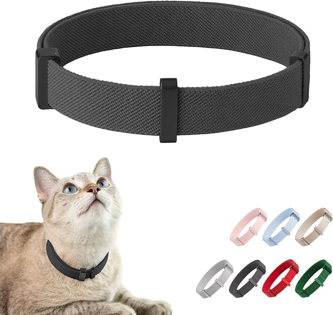 Safety Cat Collar Pro - U.S. IDA Gold Awarding Design, Elastic Quick Release Cat Collar with Buckle Non Breakaway - Lightweight for Kitten All Small Large Cats (Midnight Black, M 7.9-15.7")-Mewly Pet