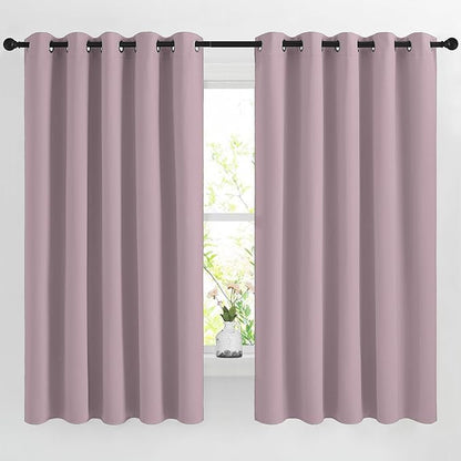 NICETOWN Room Darkening Curtain Panels 66 - Window Treatment Energy Saving Thermal Insulated Solid Grommet Room Darkening Drapes for Living Room (Baby Pink, 1 Pair, 66 by 66-Inch)
