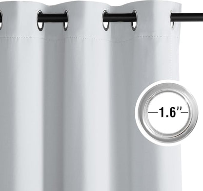 NICETOWN Greyish White Ring Top Panels - Thermal Insulated Shades for Nursery, Kids Room, Yard, Closet, Garage - Breathable Fabric, Privacy Assured, 2 Panels, W52 x L95