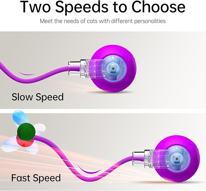 Interactive Cat Toys for Indoor Cats - Kitten Toy with Speedy Tail 2.0, Automatic Cat Toys for Bored Indoor Adult Cats, Motion-Activated, 2025 New Upgraded, USB Rechargeable (Purple)-Mewly Pet