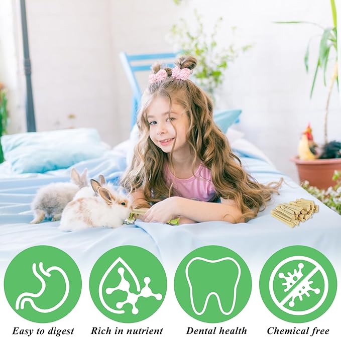 1000g/2.2lb Bamboo Chews for Rabbits, Rabbit Sticks Rabbit Chew Toys Bunny Chew Toys, Molar Treats for Small Animals, Hamsters, Chinchillas, Guinea Pigs, Natural Teeth Grinding Toys-Mewly Pet