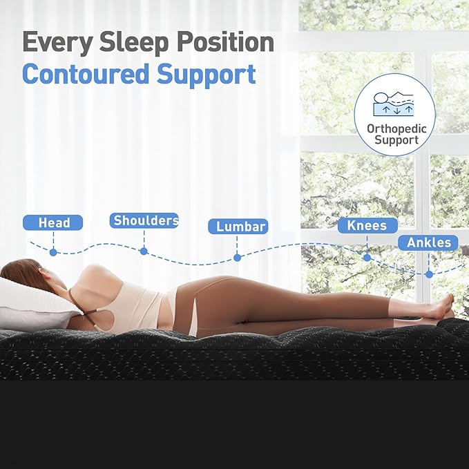 Dual Layer 3 Inch Memory Foam Mattress Topper California King Size, 2 Inch Gel Memory Foam Plus 1 Inch Cooling Pillow Top Mattress Pad Cover, with 8-21 Inch Deep Pocket, Black