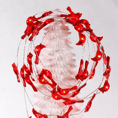 Impress Life Christmas Tree Cardinal String Lights, Red Snow Bird Decorative Ornaments 10 ft 40 LEDs Battery Operated with Remote Timer for Wedding Birthday Parties Bedroom Home Holiday Decoration