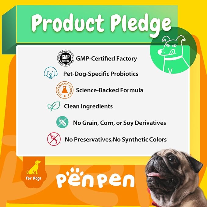 Penpen Probiotics for Dogs, Dogs Probiotics for Digestive Health, Multi-Probiotic and Enzyme Blend Promote Gut Health & Immune Support, Eases Sensitive Stomachs (Beef Chews, 180ct)-Mewly Pet
