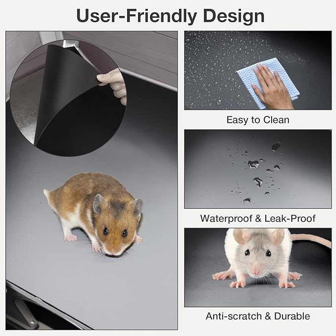 Guinea Pig Cage with Wooden Stand - Hamster Cage, Small Animal Cage Anti Chew Ramp, Hideout, Platform, Pull Out Tray (Grey, L)-Mewly Pet