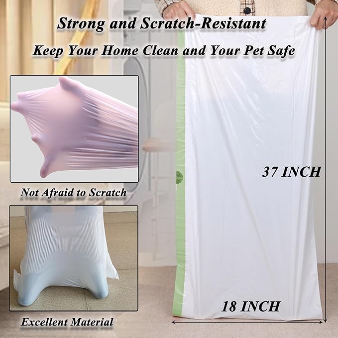 Suhaco Cat Litter Box Liners, Litter Pan Disposable Bags 2 Mil Thickened Cat Litter Liners with Drawstring Weekly 14 Large Pack Litter Bags for Easy Cleaning (L (Pack of 14))-Mewly Pet