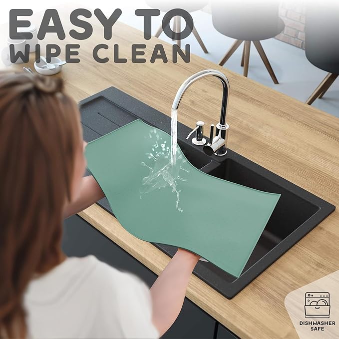 Dog Food Mat - 28x18 Raised Edges Dogs Mat for Food and Water Prevent Spill, Waterproof Cat Food Mats Protect Floors, Easy Clean Dog Bowl Mats for Food and Water, Silicone Pet Feeding Placemats-Mewly Pet