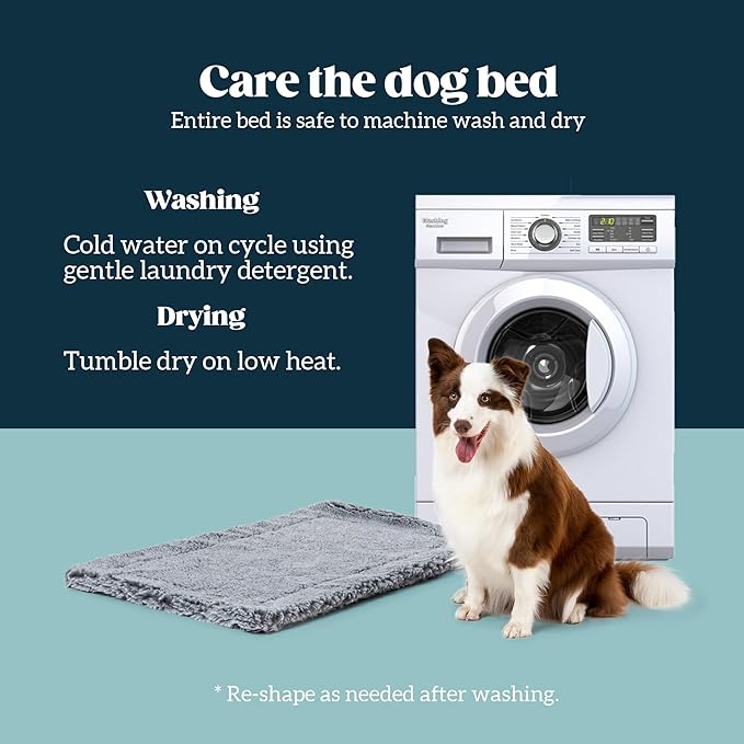 Stoutwool Indestructible Dog Bed - Fluffy Chew Proof Dog Crate Pad - Tough Kennel Pad for Aggressive Chewers - Washable, Ideal for Small Breeds & Fits 24-Inch Crate - 23"x16", Charcoal-Mewly Pet