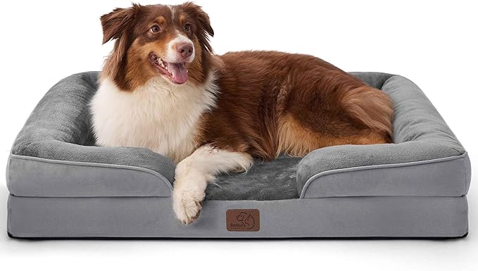 Bedsure Orthopedic Dog Beds Large Sized Dog - Washable Large Dog Cat Bed Waterproof, Comfort Dogs Couch Sofa with Washable Removable Cover, Pet Bed with Nonskid Bottom, Grey, 35"-Mewly Pet