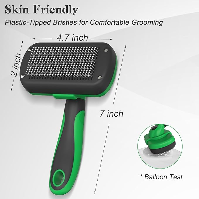 Swihauk Self Cleaning Slicker Brush - Skin Friendly Deshedding Grooming Tool for Dogs & Cats, Suitable for Shedding & Haired Pets, with Pet Supplies Accessories, Green-Mewly Pet